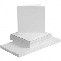 Cards and Envelopes, card size 15x15 cm, envelope size 16x16 cm, white, 50sets