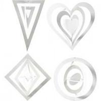 3D Hanging Decoration, H: 18+22+24 cm, W: 15+18+22 cm, white, 16pcs, 230 g