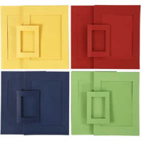 Picture Mount, size A4+A6, carving: 6.5x12.5+16x21 cm, 120 pcs, asstd. colours [HOB-23632]