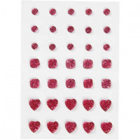 Rhinestones, size 6+8+10 mm, 35 pcs, pink [HOB-24376]
