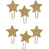 Metal Paperclips, D: 30 mm, 6 pcs, gold glitter [HOB-24785]