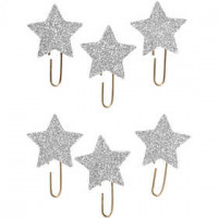 Metal Paperclips, D: 30 mm, 6 pcs, silver glitter [HOB-24790]