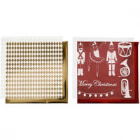 Deco Foil and transfer sheet, sheet 15x15 cm, 4 sheets, white, gold, red [HOB-25334]