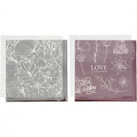 Deco Foil and transfer sheet, sheet 15x15 cm, 4 sheets, silver, rose [HOB-25335]