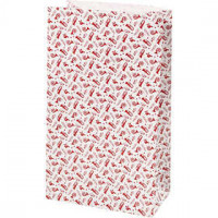 Paper bag, H: 21 cm, size 6x12 cm, 8 pcs, white, red [HOB-25352]