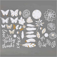 Labels with Gold Motifs for Watercolour, size 1.5-10 cm, 44 pcs [HOB-25779]