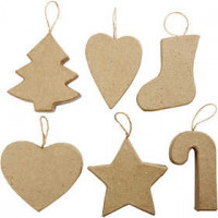 Christmas Ornaments, H: 7+8 cm, 6 pcs [HOB-267013]