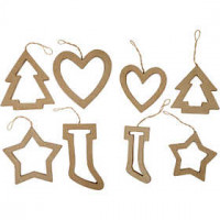 Christmas Ornaments, H: 9+12 cm, 24 pcs [HOB-26802]