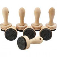 Wooden stamp, D: 30 mm, H: 70 mm, 8x6 pcs [HOB-27569]
