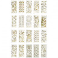 Peel Off Stickers, sheet 10x23 cm, 20 mixed sheets, gold [HOB-28030]