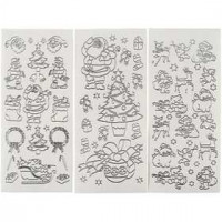 Peel Off Stickers, sheet 10x23 cm, silver, Christmas, 20mixed sheets [HOB-28031]