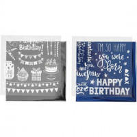 Deco Foil and transfer sheet, sheet 15x15 cm, 2x2 sheets, dark blue, silver [HOB-283553]