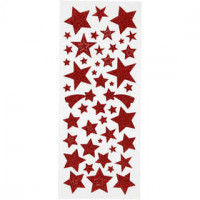 Glitter Stickers, sheet 10x24 cm, approx. 110 pc, 2 sheets, red [HOB-29112]