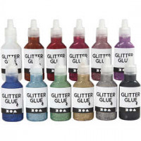 Glitter Glue, 12x25 ml, asstd colours [HOB-318200]