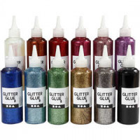 Glitter Glue, 12x118 ml, asstd colours [HOB-31820]