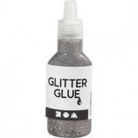 Glitter Glue, 25 ml, silver [HOB-318310]