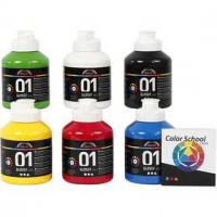 A-Color Acrylic Paint - Colour School, 6x500 ml, primary colours [HOB-32032]