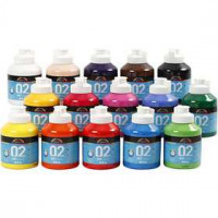 A-Color Acrylic Paint, 15x500 ml, asstd colours [HOB-32100]