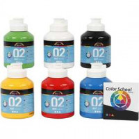 A-Color Acrylic Paint - Colour School, 6x500 ml, primary colours [HOB-32132]