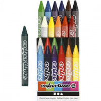 Colortime Wax Crayons, thickness 11 mm, L: 10 cm, 12 pcs, asstd colours [HOB-38137]