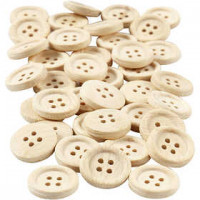 Wooden Buttons, D: 18 mm, 40 pcs [HOB-403061]