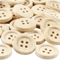 Wooden Buttons, D: 23 mm, 30 pcs [HOB-403081]