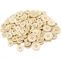 Wooden Buttons, D: 8+11+15+18+23 mm, 440 pcs [HOB-40309]