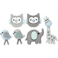 Novelty Buttons, W: 15-20 mm, L: 17-35 mm, 6 pcs [HOB-40319]