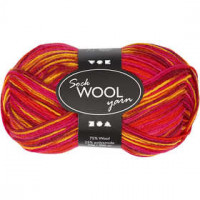 Sock Yarn, L: 200 m, 50 g, red/orange harmony [HOB-41321]