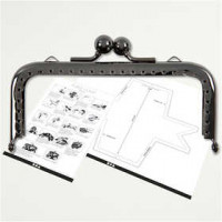 Purse Clasp Kit, size 10 cm, 1 pc, dark grey metallic [HOB-41359]