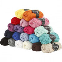 Mercerized Cotton Yarn, L: 165 m, 6S/4, 20x50 g, asstd colours [HOB-42100]