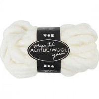 Chunky yarn of acrylic/wool, L: 15 m, mega, 300 g, off-white [HOB-42167]