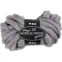 Chunky yarn of acrylic/wool, L: 15 m, mega, 300 g, grey [HOB-42168]