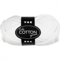 Cotton tube yarn, L: 45 m, 100 g, white [HOB-42501]