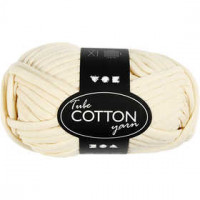 Cotton tube yarn, L: 45 m, 100 g, off-white [HOB-42502]