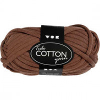 Cotton tube yarn, L: 45 m, 100 g, brown [HOB-42509]