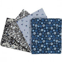 Patchwork Fabric, size 45x55 cm, 100 g/m2, 4 pcs, blue [HOB-44176]