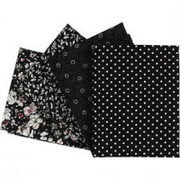 Patchwork Fabric, size 45x55 cm, 100 g/m2, 4 pcs, black [HOB-44177]