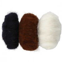 Carded Wool, black/off-white/brown harmony, 3x10g