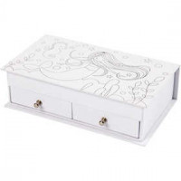 Jewellery Box, size 18x10.5 cm, H: 5 cm, 1 pc, white [HOB-50440]