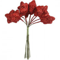 Star, D: 25 mm, 12 pcs, christmas red [HOB-504434]