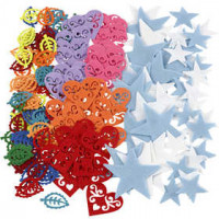 Felt Shapes, size 40-60 mm, 180 pcs, asstd colours [HOB-50459]
