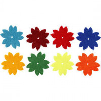 Felt Flowers, D: 3.5 cm, thickness 1 mm, 24 pcs [HOB-50475]