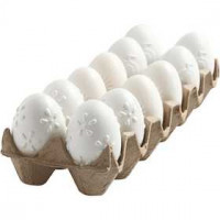 Egg, H: 6 cm, 12 pcs, white [HOB-51026]