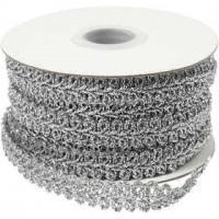 Braided Cord Trim, W: 10 mm, silver, 10m [HOB-51324]
