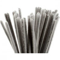 Pipe Cleaners, thickness 6 mm, L: 30 cm, grey, 50pcs