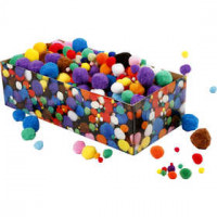 Pompoms, D: 5-40 mm, approx. 720 pc, 220 g, asstd colours [HOB-51890]