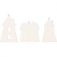 Hanging ornaments, H: 7.6-9.7 cm, thickness 0.6 mm, 3 pcs, white [HOB-555170]