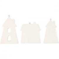Hanging ornaments, H: 7.6-9.7 cm, thickness 0.6 mm, 18 pcs, white [HOB-55517]