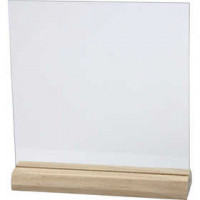 Glass Plate with Wooden Holder, size 15.5x15.5 cm, thickness 28 mm, 10 sets [HOB-55847]